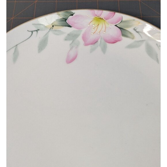 Noritake Hand-Painted Azalea Floral Porcelain Cake Plate open Handles 9.25" - Picture 3 of 15